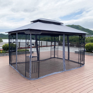 13x10 Ft Outdoor Patio Gazebo Canopy Tent with Ventilated Double Roof & Detachable Mosquito Netting
