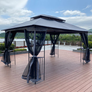 13x10 Ft Outdoor Patio Gazebo Canopy Tent with Ventilated Double Roof & Detachable Mosquito Netting