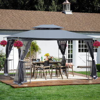 13x10 Ft Outdoor Patio Gazebo Canopy Tent with Ventilated Double Roof & Detachable Mosquito Netting