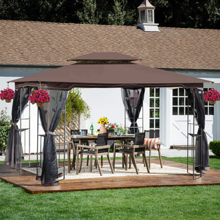 13x10 Ft Outdoor Patio Gazebo Canopy Tent with Ventilated Double Roof & Detachable Mosquito Netting