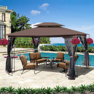 13x10 Ft Outdoor Patio Gazebo Canopy Tent with Ventilated Double Roof & Detachable Mosquito Netting