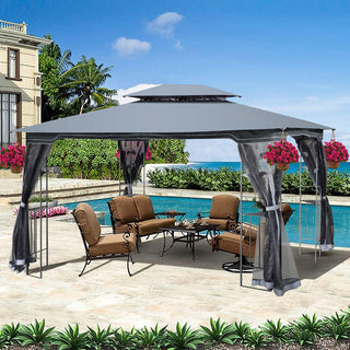 13x10 Ft Outdoor Patio Gazebo Canopy Tent with Ventilated Double Roof & Detachable Mosquito Netting
