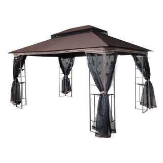 13x10 Ft Outdoor Patio Gazebo Canopy Tent with Ventilated Double Roof & Detachable Mosquito Netting