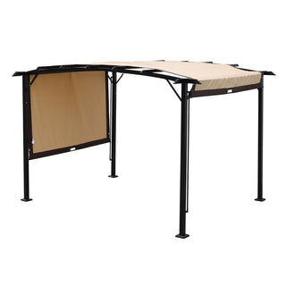 12 x 9 Ft Outdoor Pergola Gazebo with Retractable Canopy, Steel Frame Patio Grape Pergola for Backyard, Garden & Deck