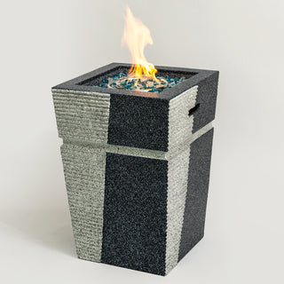 20" Propane Gas Fire Pit Table, 40000 BTU Square Concrete Fire Pit for Outside Patio Deck Garden Backyard-Light Gray