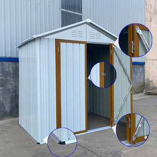 Mondawe 6ft x 4ft Metal Outdoor Storage Shed with Apex Roof, Garden Tool Organizer for Backyard