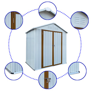 Mondawe 6ft x 4ft Metal Outdoor Storage Shed with Apex Roof, Garden Tool Organizer for Backyard