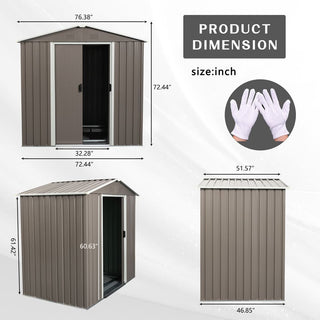 6X5 FT Outdoor Metal Storage Shed with Lockable Door, Weather-Resistant Tool Storage House for Garden and Backyard, Grey