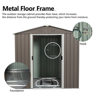6X5 FT Outdoor Metal Storage Shed with Lockable Door, Weather-Resistant Tool Storage House for Garden and Backyard, Grey