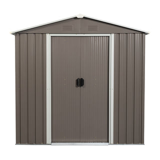 6X5 FT Outdoor Metal Storage Shed with Lockable Door, Weather-Resistant Tool Storage House for Garden and Backyard, Grey