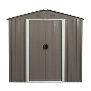6X5 FT Outdoor Metal Storage Shed with Lockable Door, Weather-Resistant Tool Storage House for Garden and Backyard, Grey