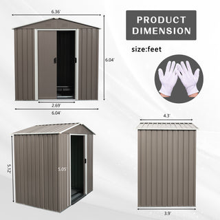 6X5 FT Outdoor Metal Storage Shed with Lockable Door, Weather-Resistant Tool Storage House for Garden and Backyard, Grey