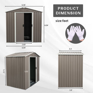 6X5 FT Outdoor Metal Storage Shed with Lockable Door, Weather-Resistant Tool Storage House for Garden and Backyard, Grey