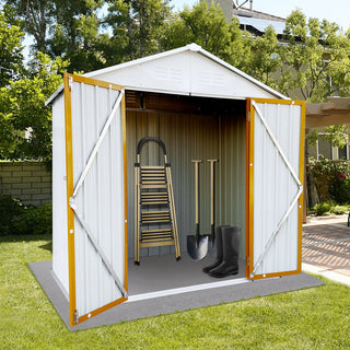 Mondawe 6ft x 4ft Metal Outdoor Storage Shed with Apex Roof, Garden Tool Organizer for Backyard