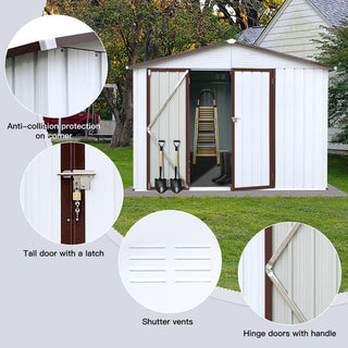 Mondawe 8ft x 10ft Metal Garden Storage Shed, Outdoor Tool Organizer for Backyard or Patio