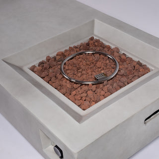 60" Propane Gas Fire Pit Table, 50000 BTU Rectangular Concrete Fire Pit for Outside Patio Deck Garden Backyard- Light Gray