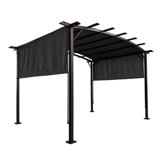 12x9 Ft Outdoor Pergola Gazebo with Retractable Shade Canopy, Heavy-Duty Steel Frame Sun Shelter for Patio, Garden & Terrace