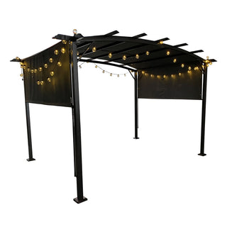 12x9 Ft Outdoor Pergola Gazebo with Retractable Shade Canopy, Heavy-Duty Steel Frame Sun Shelter for Patio, Garden & Terrace