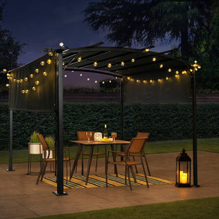 12x9 Ft Outdoor Pergola Gazebo with Retractable Shade Canopy, Heavy-Duty Steel Frame Sun Shelter for Patio, Garden & Terrace