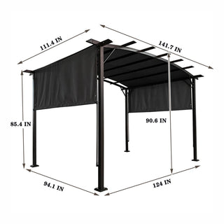 12x9 Ft Outdoor Pergola Gazebo with Retractable Shade Canopy, Heavy-Duty Steel Frame Sun Shelter for Patio, Garden & Terrace