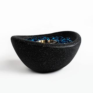Tabletop Fire Pit Black/White+Blue, Outdoor & Indoor Fire Pit, Portable Concrete Fire Pit, Personal Ethanol Fireplace, Outdoor Table Top Fire Pit, Mini Fire Pit Smokeless Fire Bowl