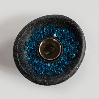 Tabletop Fire Pit Black/White+Blue, Outdoor & Indoor Fire Pit, Portable Concrete Fire Pit, Personal Ethanol Fireplace, Outdoor Table Top Fire Pit, Mini Fire Pit Smokeless Fire Bowl