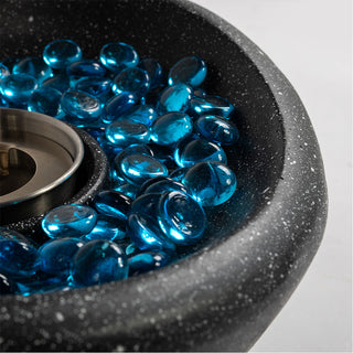 Tabletop Fire Pit Black/White+Blue, Outdoor & Indoor Fire Pit, Portable Concrete Fire Pit, Personal Ethanol Fireplace, Outdoor Table Top Fire Pit, Mini Fire Pit Smokeless Fire Bowl