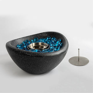 Tabletop Fire Pit Black/White+Blue, Outdoor & Indoor Fire Pit, Portable Concrete Fire Pit, Personal Ethanol Fireplace, Outdoor Table Top Fire Pit, Mini Fire Pit Smokeless Fire Bowl