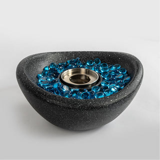 Tabletop Fire Pit Black/White+Blue, Outdoor & Indoor Fire Pit, Portable Concrete Fire Pit, Personal Ethanol Fireplace, Outdoor Table Top Fire Pit, Mini Fire Pit Smokeless Fire Bowl