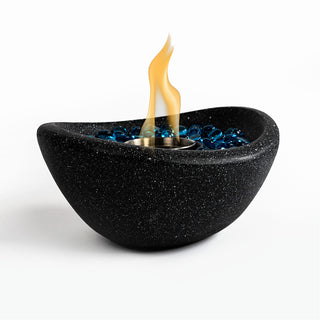 Tabletop Fire Pit Black/White+Blue, Outdoor & Indoor Fire Pit, Portable Concrete Fire Pit, Personal Ethanol Fireplace, Outdoor Table Top Fire Pit, Mini Fire Pit Smokeless Fire Bowl