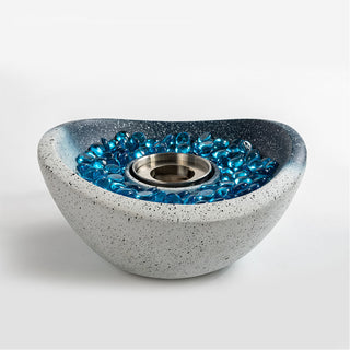 Tabletop Fire Pit Black/White+Blue, Outdoor & Indoor Fire Pit, Portable Concrete Fire Pit, Personal Ethanol Fireplace, Outdoor Table Top Fire Pit, Mini Fire Pit Smokeless Fire Bowl