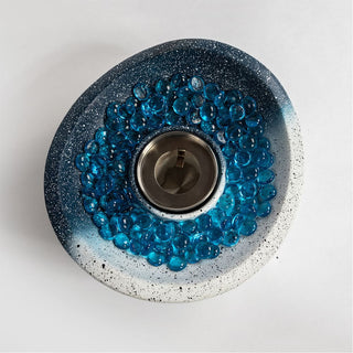 Tabletop Fire Pit Black/Blue, Outdoor & Indoor Fire Pit, Portable Concrete Fire Pit, Personal Ethanol Fireplace, Outdoor Table Top Fire Pit, Mini Fire Pit Smokeless Fire Bowl