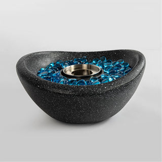 Tabletop Fire Pit Black/White+Blue, Outdoor & Indoor Fire Pit, Portable Concrete Fire Pit, Personal Ethanol Fireplace, Outdoor Table Top Fire Pit, Mini Fire Pit Smokeless Fire Bowl