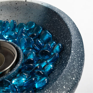 Tabletop Fire Pit Black/White+Blue, Outdoor & Indoor Fire Pit, Portable Concrete Fire Pit, Personal Ethanol Fireplace, Outdoor Table Top Fire Pit, Mini Fire Pit Smokeless Fire Bowl