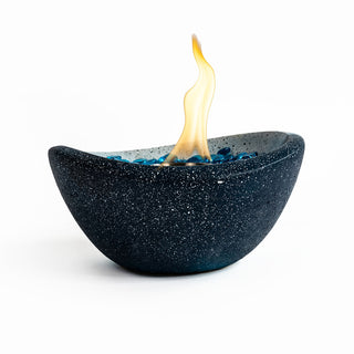 Tabletop Fire Pit Black/White+Blue, Outdoor & Indoor Fire Pit, Portable Concrete Fire Pit, Personal Ethanol Fireplace, Outdoor Table Top Fire Pit, Mini Fire Pit Smokeless Fire Bowl