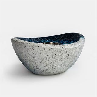 Tabletop Fire Pit Black/White+Blue, Outdoor & Indoor Fire Pit, Portable Concrete Fire Pit, Personal Ethanol Fireplace, Outdoor Table Top Fire Pit, Mini Fire Pit Smokeless Fire Bowl