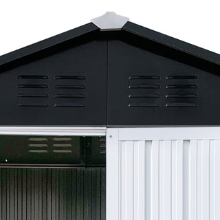 Mondawe 6ft x 4ft Metal Outdoor Storage Shed with Apex Roof, White & Black Garden Tool Organizer