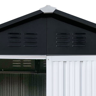Mondawe 6ft x 4ft Metal Outdoor Storage Shed with Apex Roof, White & Black Garden Tool Organizer
