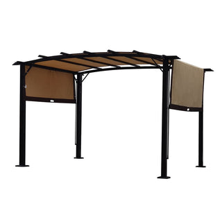 12 x 9 Ft Outdoor Pergola Gazebo with Retractable Canopy, Steel Frame Patio Grape Pergola for Backyard, Garden & Deck