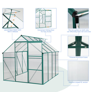 Polycarbonate Greenhouse Raised Base and Anchor Aluminum Heavy Duty Walk-in Greenhouses for Outdoor Backyard in All Season