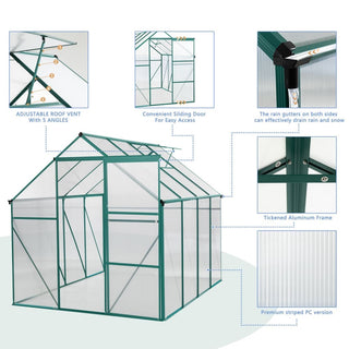 Polycarbonate Greenhouse Raised Base and Anchor Aluminum Heavy Duty Walk-in Greenhouses for Outdoor Backyard in All Season