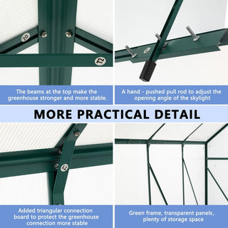 Polycarbonate Greenhouse Raised Base and Anchor Aluminum Heavy Duty Walk-in Greenhouses for Outdoor Backyard in All Season