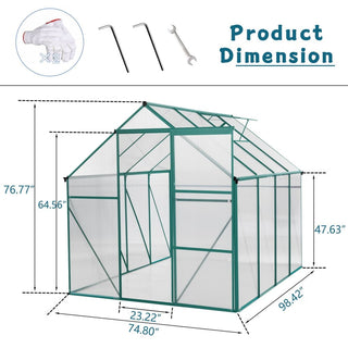 Polycarbonate Greenhouse Raised Base and Anchor Aluminum Heavy Duty Walk-in Greenhouses for Outdoor Backyard in All Season