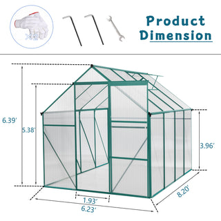 Polycarbonate Greenhouse Raised Base and Anchor Aluminum Heavy Duty Walk-in Greenhouses for Outdoor Backyard in All Season