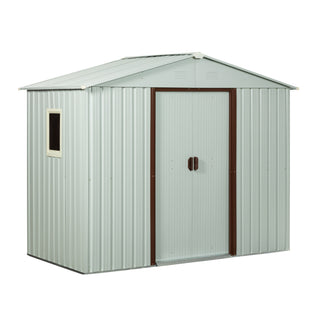 6X5 FT Outdoor Metal Storage Shed with Window & Metal Foundation, White – Durable Garden Storage Solution