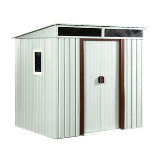 6X5 FT Steel Outdoor Storage Shed with Window and Clear Roof Panel, Rustproof Tool Organizer for Backyard