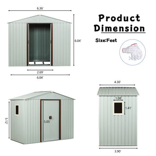 6X5 FT Outdoor Metal Storage Shed with Window & Metal Foundation, White – Durable Garden Storage Solution