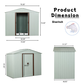 6X5 FT White Outdoor Metal Storage Shed with Foundation, Weatherproof Garden Tool Organizer