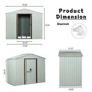 6X5 FT White Outdoor Metal Storage Shed with Foundation, Weatherproof Garden Tool Organizer