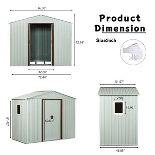 6X5 FT Outdoor Metal Storage Shed with Window & Metal Foundation, White – Durable Garden Storage Solution